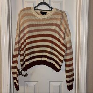 Cream and Brown Ombré Stripe Sweater by Cotton Candy LA size Medium